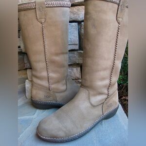 UGG Women’s “Swell” Nubuck/Sheepskin Tall Winter Boots-Cocoa size 10